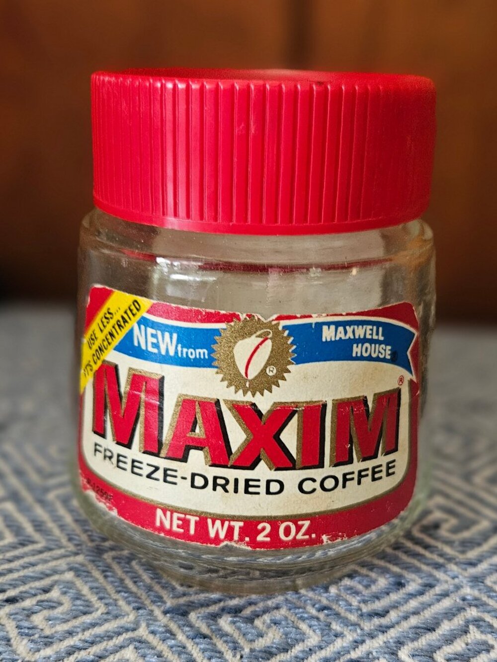Vintage 1960s/70s Maxwell House Maxim Freeze Dried Coffee 2 oz. Jar